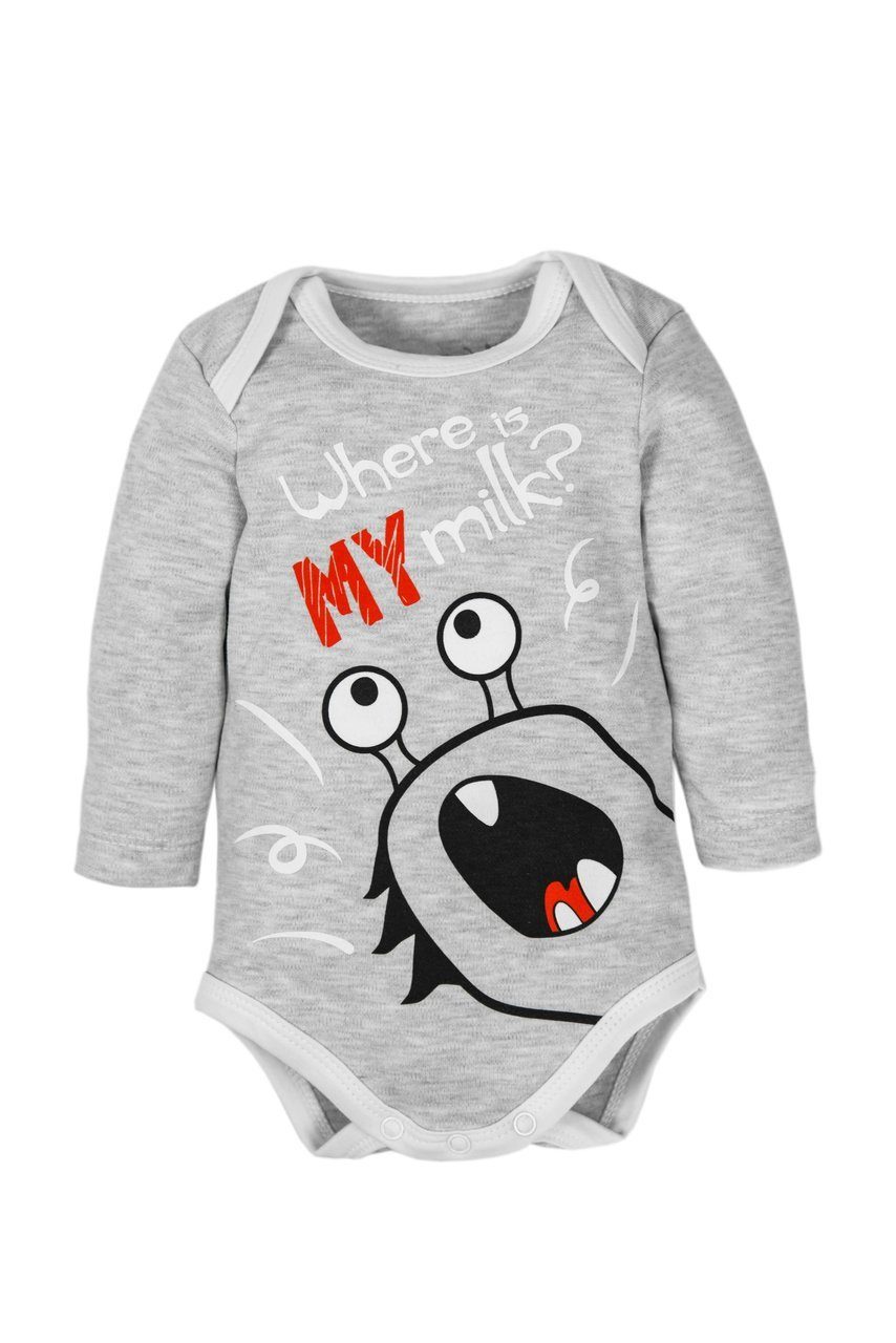 

Боди с длинным рукавом Amarobaby Monsters серая коллекция, р. 56, AMARO-ODM2