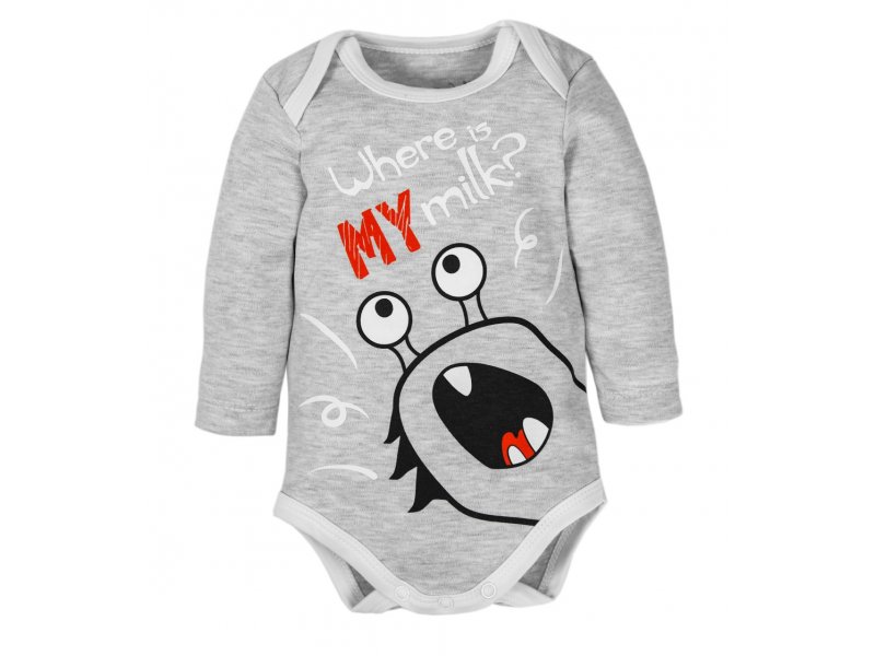 

Боди с длинным рукавом Amarobaby Monsters серая коллекция, р. 68, AMARO-ODM2-S0