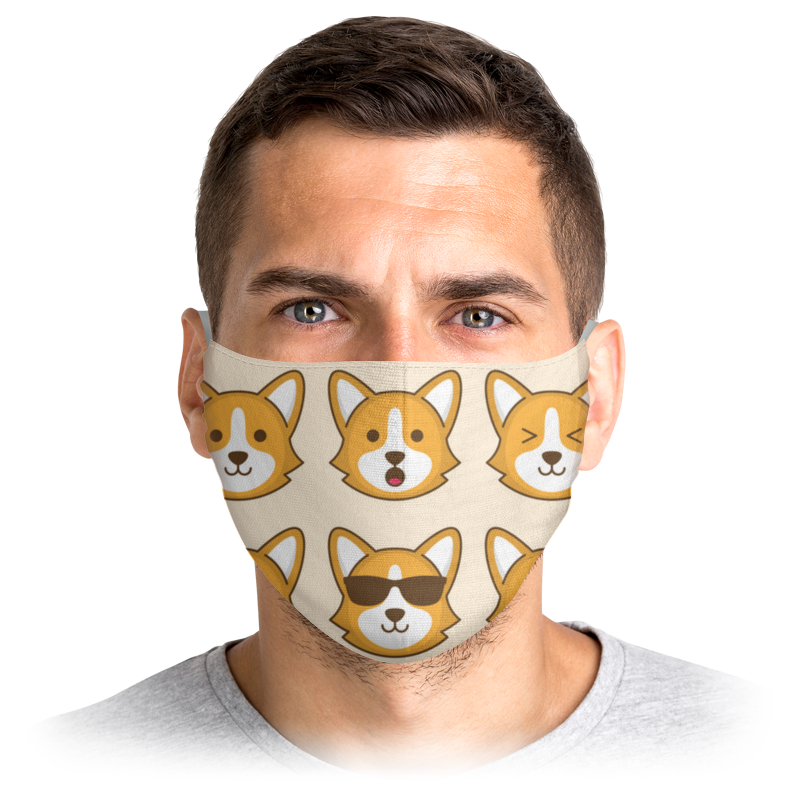 

Многоразовая маска Printio Корги собака бежевая S, Корги собака
