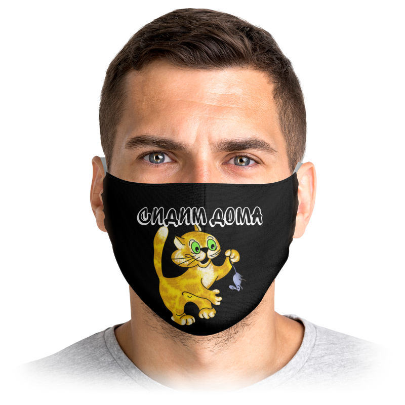 

Многоразовая маска Printio Кот и мышка черная S, Кот и мышка