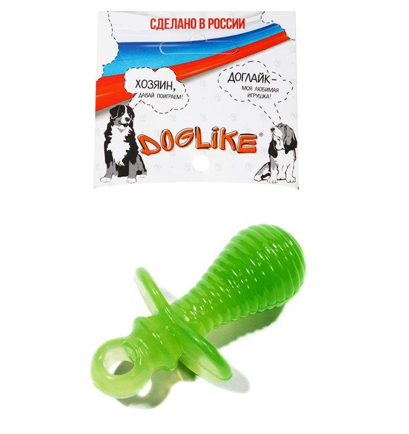 Жевательная игрушка для собак DOGLIKE соска, зеленый, длина 10.7 см