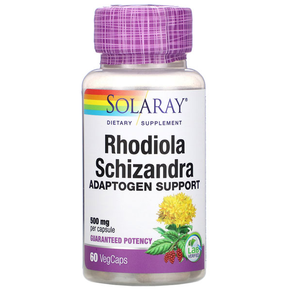 

Родиола розовая и лимонник китайский Solaray Rhodiola Schizandra 500 мг капсулы 60 шт., Rhodiola Schizandra 500 мг
