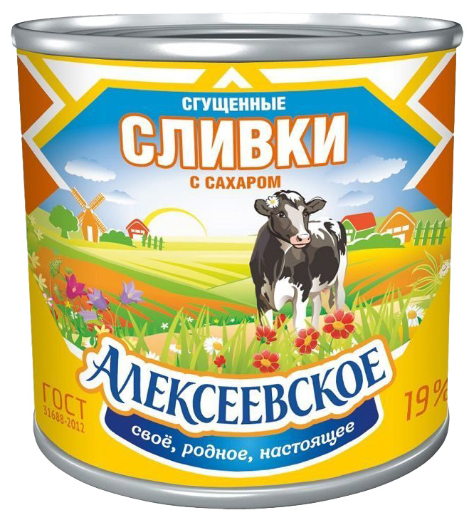 фото Сливки сгущенные алексеевское с сахаром 19% 360 г