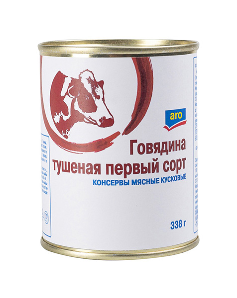 

Говядина aro тушеная первый сорт 338 г