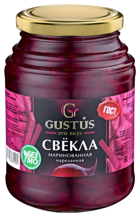 

Свекла Gustus столовая маринованная нарезанная 480 г