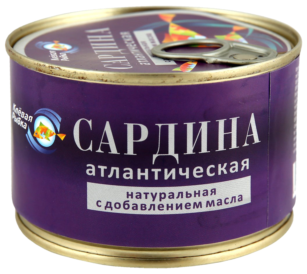 

Сардина Клевая Рыбка атлантическая натуральная с добавлением масла 250 г