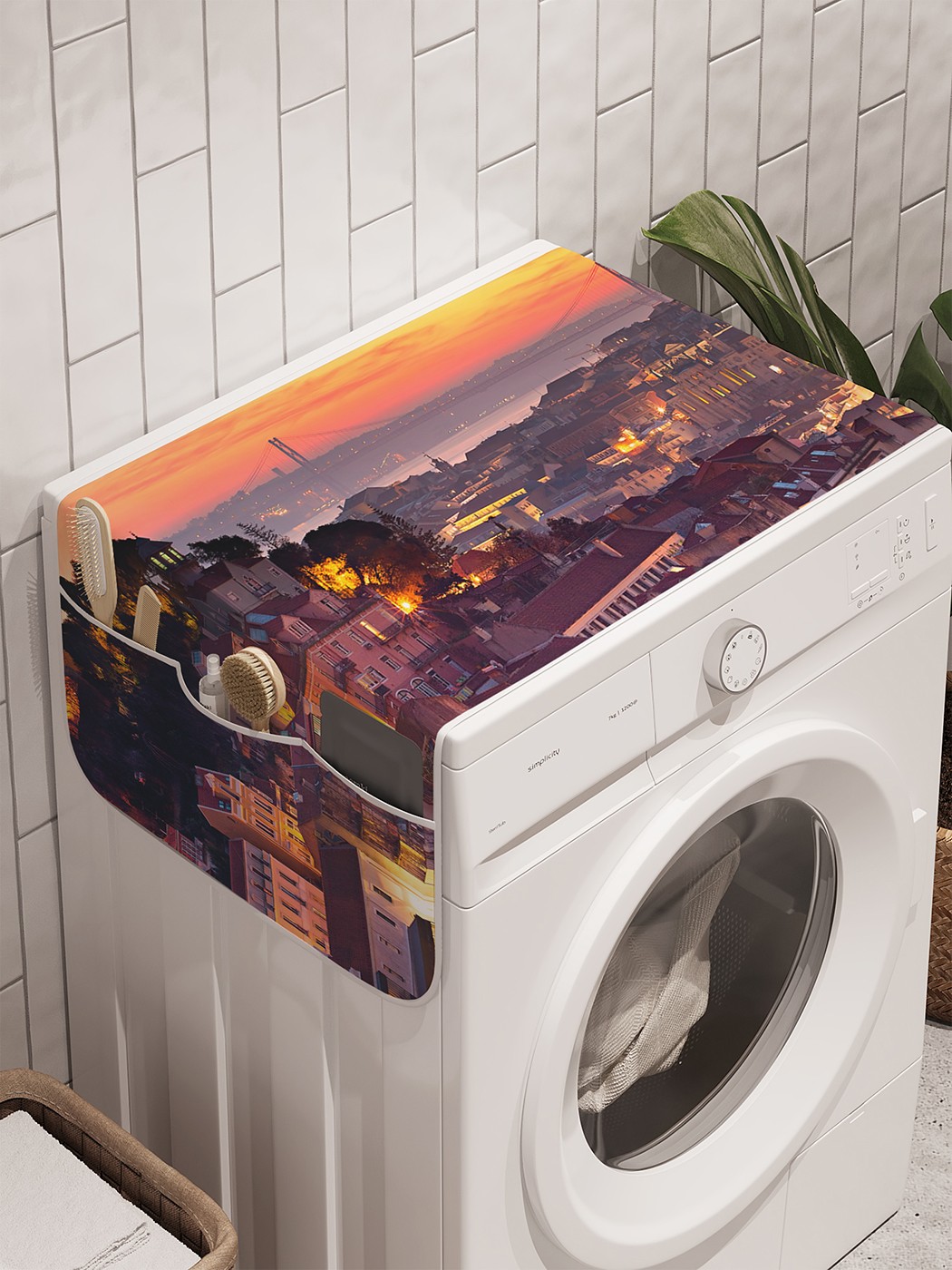 фото Органайзер "погружение в ночной город" на стиральную машину, 45x120 см ambesonne