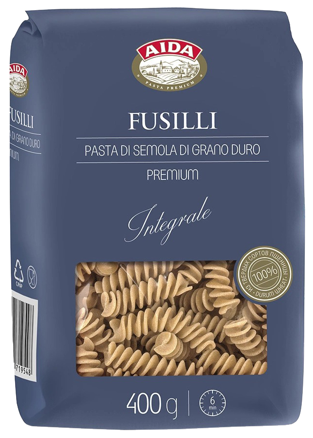 фото Макароны aida fusilli спираль цельнозерновые 400 г