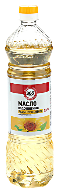 Масло подсолнечное 365 Дней рафинированное дезодорированное 0.87 л