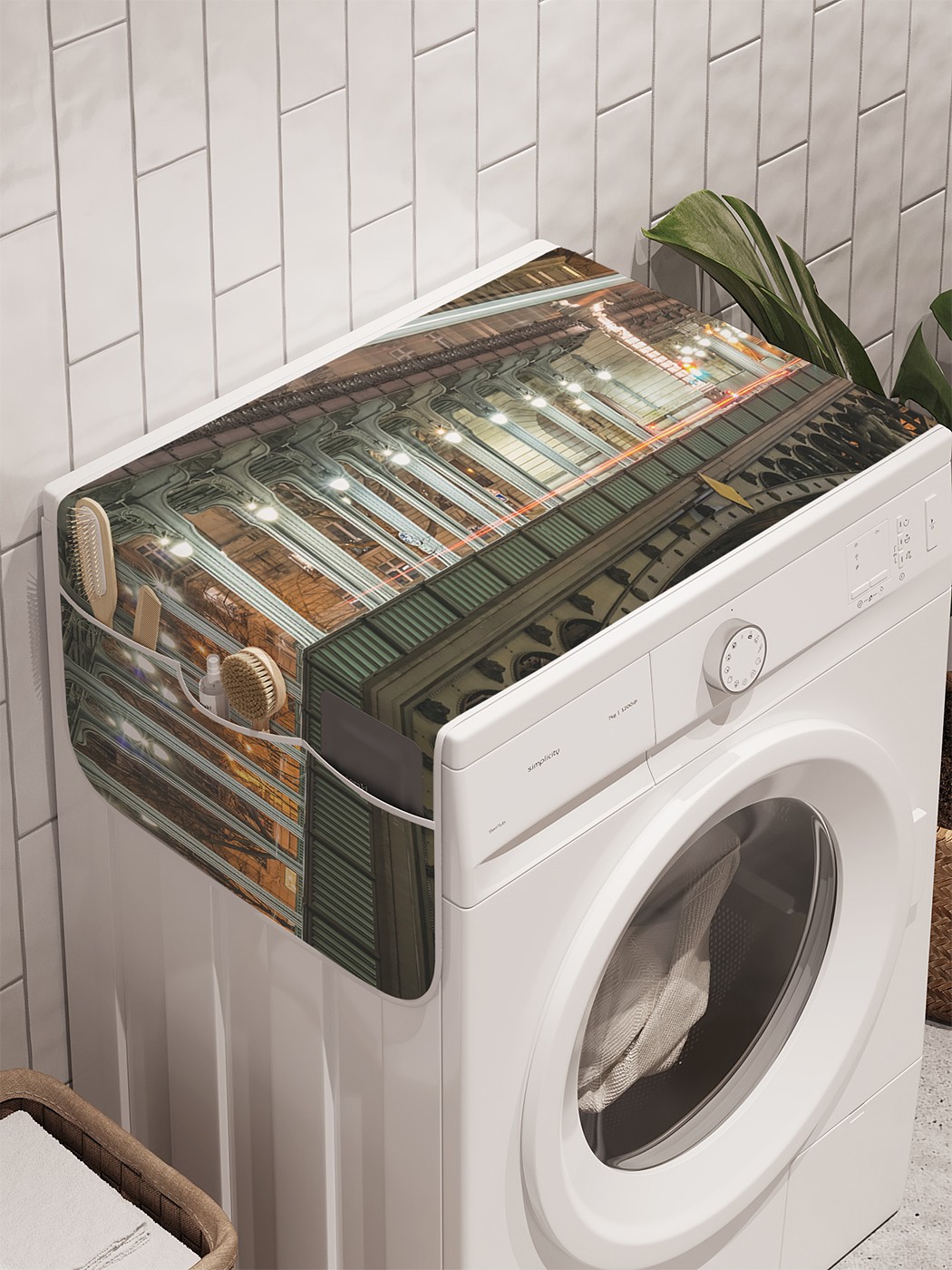 фото Органайзер "мостовые фонари" на стиральную машину, 45x120 см ambesonne