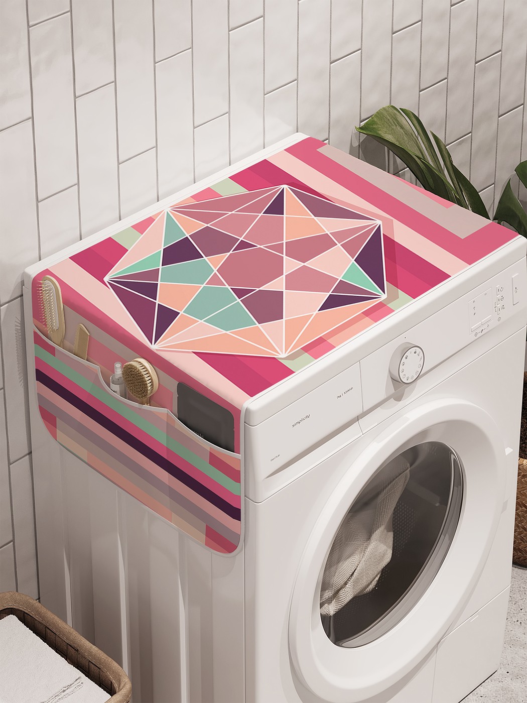 фото Органайзер "диско геометрия" на стиральную машину, 45x120 см ambesonne