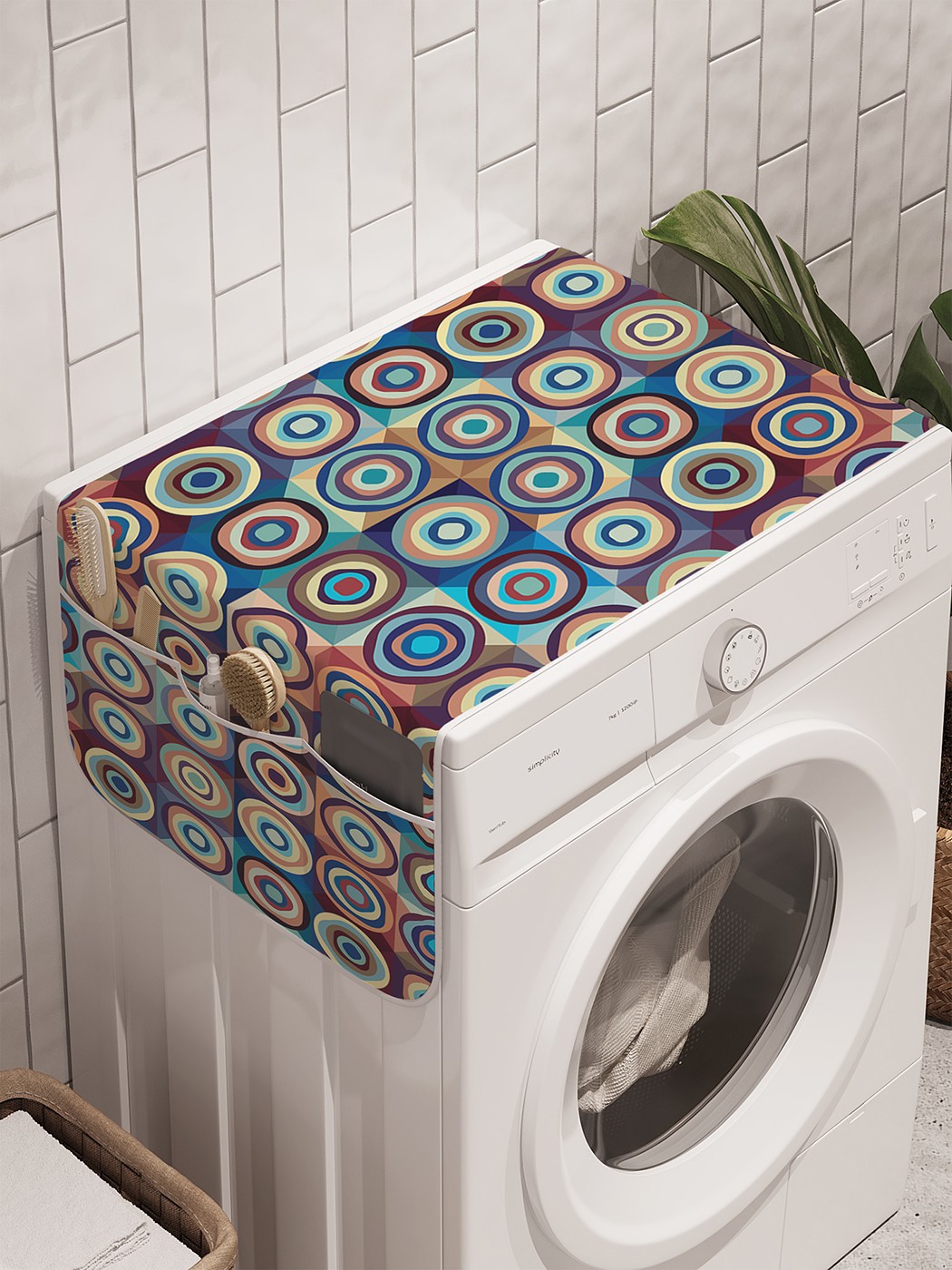 фото Органайзер "диско с кругами" на стиральную машину, 45x120 см ambesonne