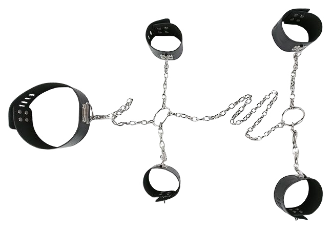фото Набор для фиксации: наручники, оковы и ошейник с кольцами пикантные штучки