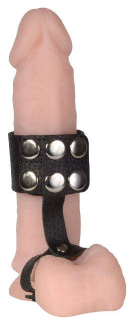 Черный поводок на пенис из натуральной кожи Sitabella