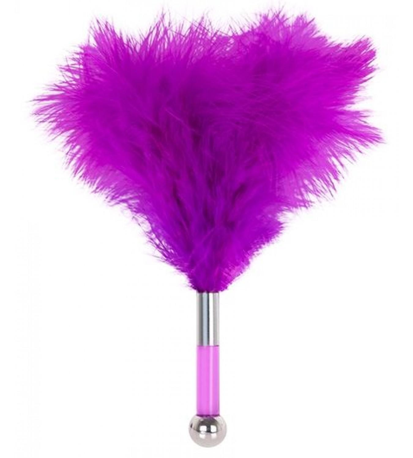 Фиолетовая метелка-пуховка с круглым наконечником FEATHER TICKLER 24 см Blush Novelties