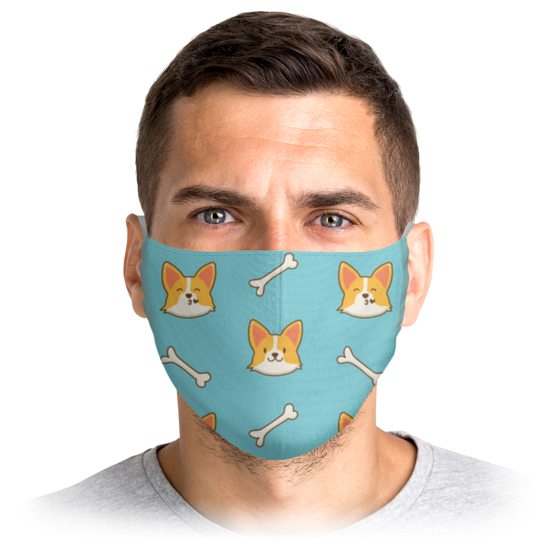

Многоразовая маска Printio Корги голубая S, Корги