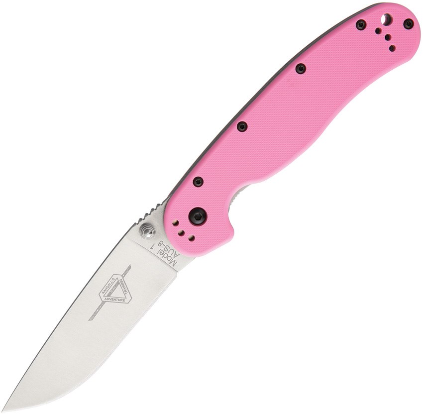 фото Нож складной ontario rat i светлое лезвие, розовая ручка