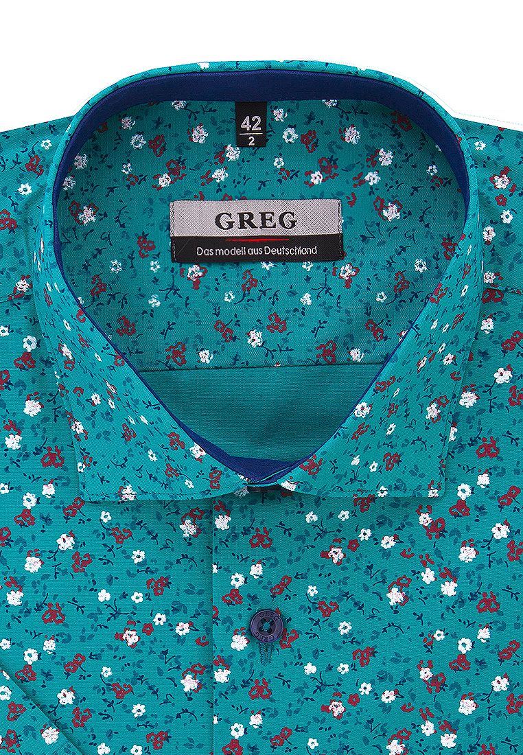 Рубашка мужская Greg 463/107/5432/KZS/1 STRETCH бирюзовая 39