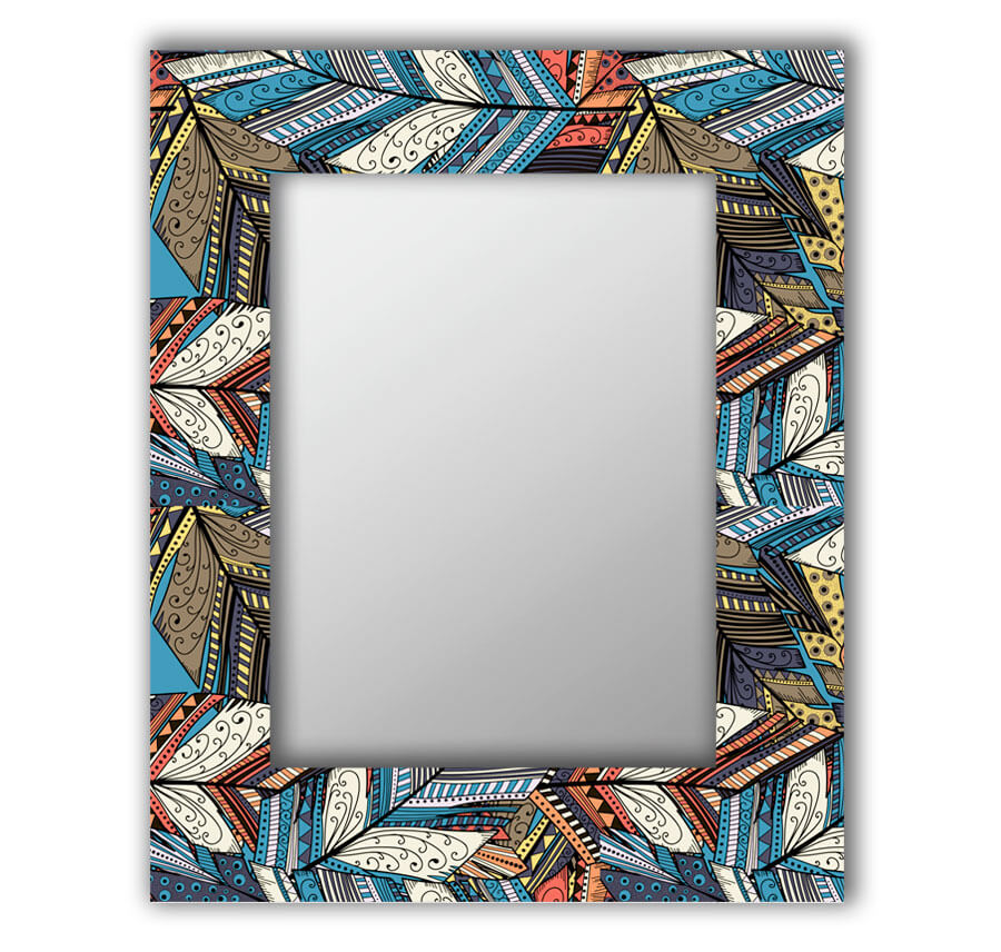 фото Зеркало настенное дом корлеоне синие перья 04-0106-65х80 65х80 см, уф печать