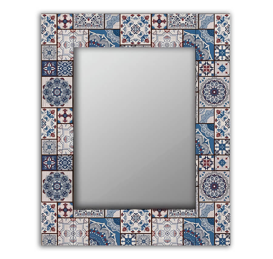 фото Настенное зеркало голубая плитка 04-0121-75х110 дом корлеоне