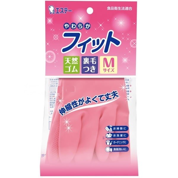 Перчатки хозяйственные ST Family, средней толщины, с внутренним покрытием, розовый, M