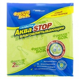 

Салфетка для уборки Фрекен Бок АкваСтоп, целлюлозная, 2 штуки, Голубой