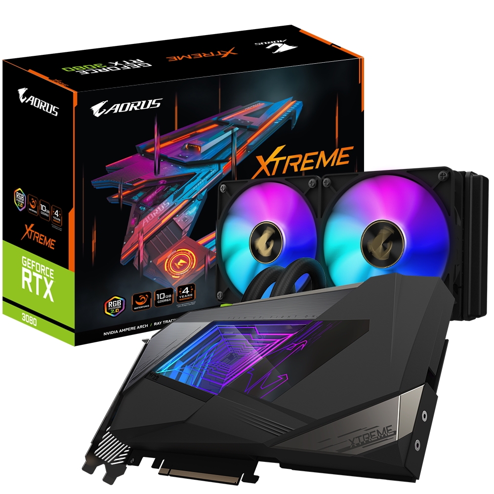 фото Видеокарта gigabyte aorus geforce rtx 3080 xtreme waterforce (gv-n3080aorusx w-10gd)