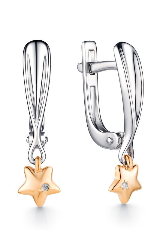

Серьги женские из серебра АЛЬКОР 02-1299, бриллиант, 02-1299
