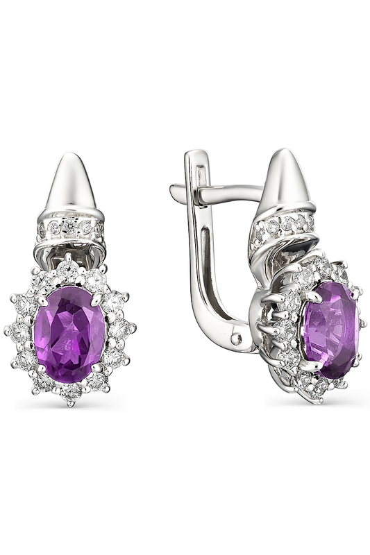 

Серьги женские из серебра АЛЬКОР 02-0889, аметист/фианит, 02-0889
