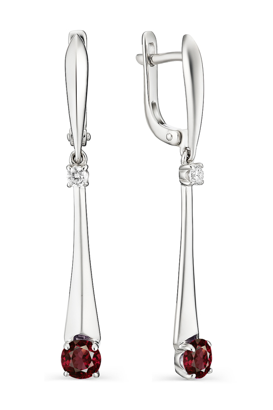 

Серьги женские из серебра АЛЬКОР 02-1280, гранат/фианит, 02-1280