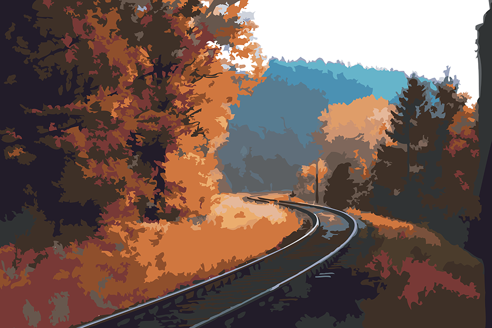 

Картина по номерам, 60 x 40, Железная дорога, Железная дорога