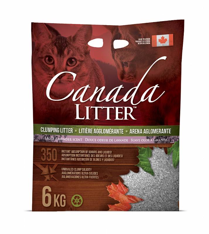 фото Комкующийся наполнитель для кошек canada litter бентонитовый, лаванда, 6 кг, 21 л