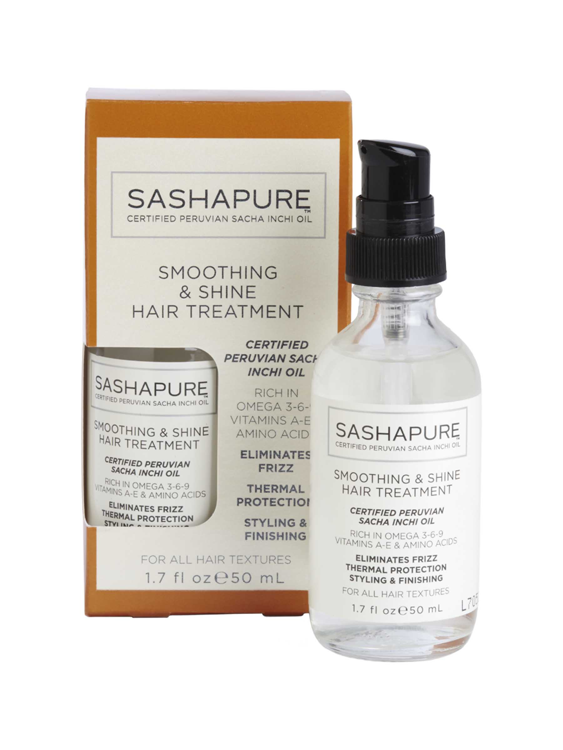 фото Разглаживающая сыворотка для волос sashapure shine & smoothing treatment 50мл