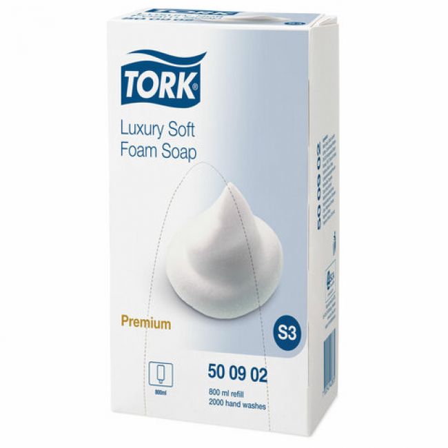 

Картридж с жидким мылом-пеной одноразовый TORK (Система S3) Premium, 0,8 л, 500902