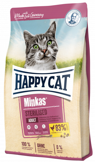 фото Сухой корм для кошек happy cat minkas sterilised adult, для стерилизованных, птица, 0,5кг