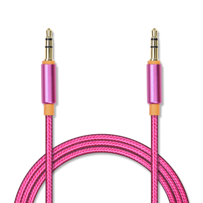 

Аудиокабель соединительный mini Jack-mini Jack в оплётке JA-AC02 1 м (розовый), JA-AC02