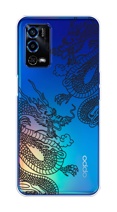 

Чехол на Oppo A55 4G "Два китайских дракона", Серый;черный, 259150-1