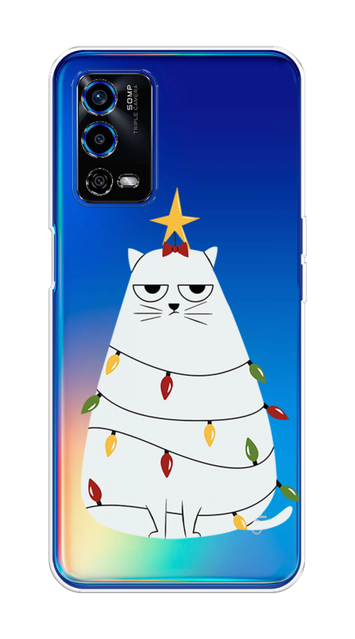 

Чехол на Oppo A55 4G "Котик в гирлянде", Белый;красный;желтый, 259150-1