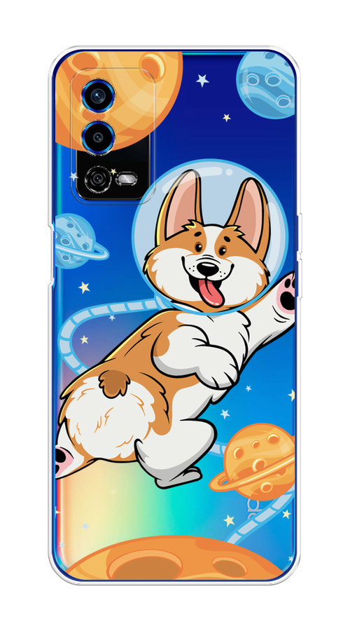 

Чехол на Oppo A55 4G "Корги-космонавт", Голубой;бежевый;белый, 259150-1
