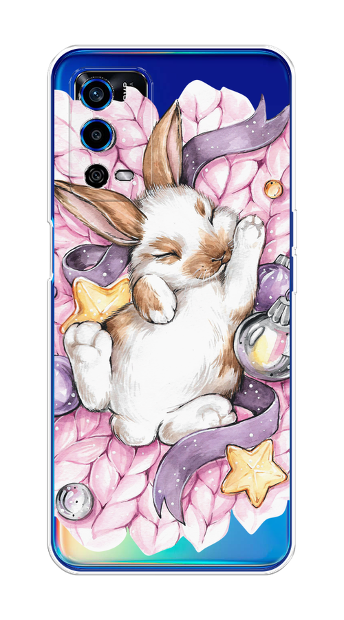 

Чехол на Oppo A55 4G "Кролик спит", Розовый;белый, 259150-5