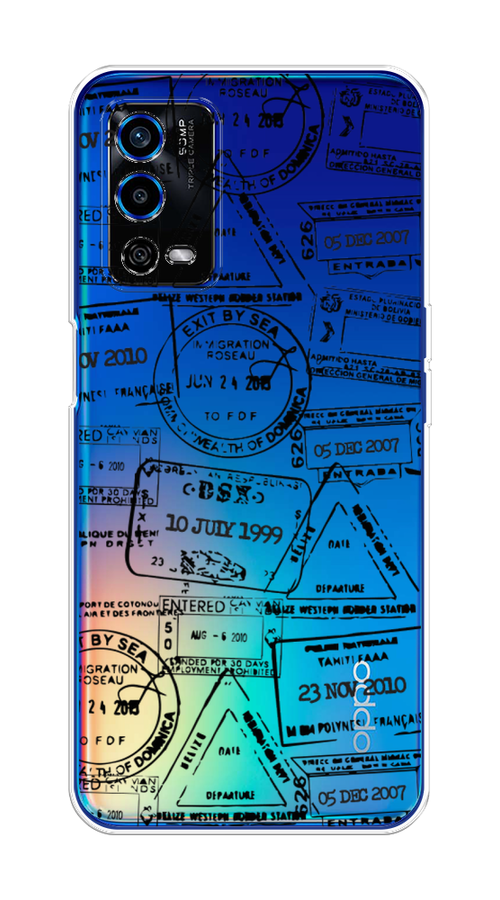 

Чехол на Oppo A55 4G "Visa stamps 2", Белый;черный;серый, 259150-2