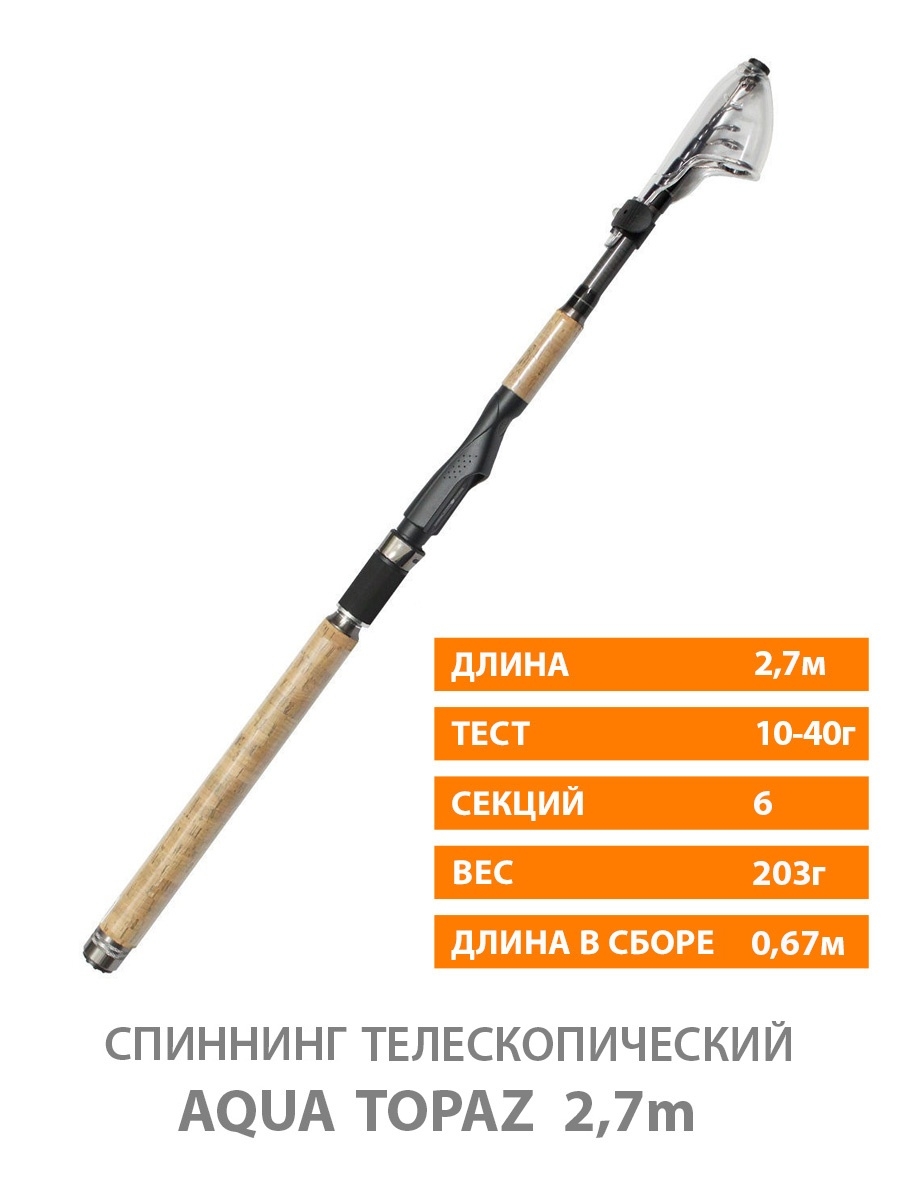 Удилище телескопическое TOPAZ, 2.70м, 10-30г