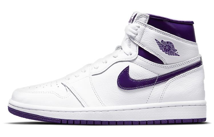 

Кеды унисекс Jordan Air Jordan 1 high og court purple белые 44.5 EU, Белый, Air Jordan 1 high og court purple