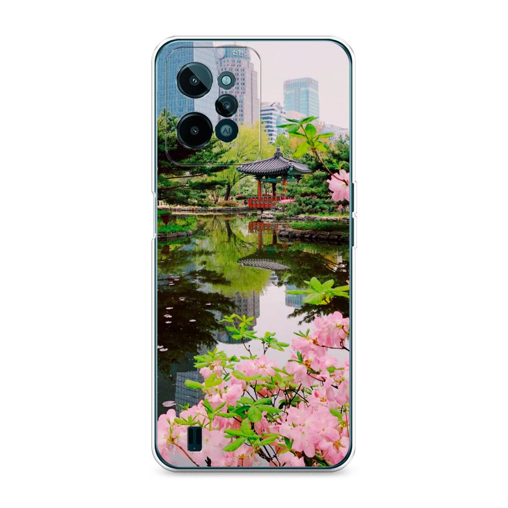 

Чехол на Realme C31 "Сакура возле озера", Зеленый;розовый;голубой, 259350-2