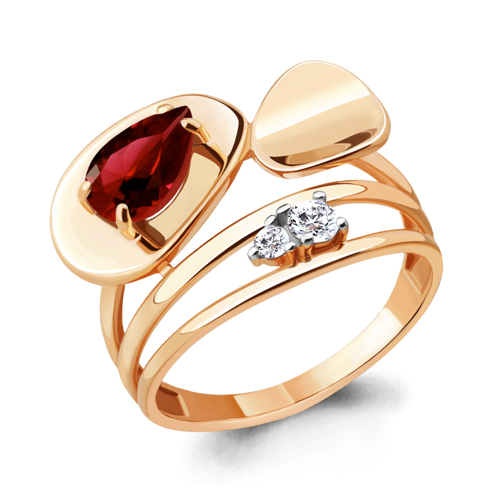 

Кольцо из серебра р. 17,5 Aquamarine 6564703_925_з, гранат\фианит, 6564703_925_з