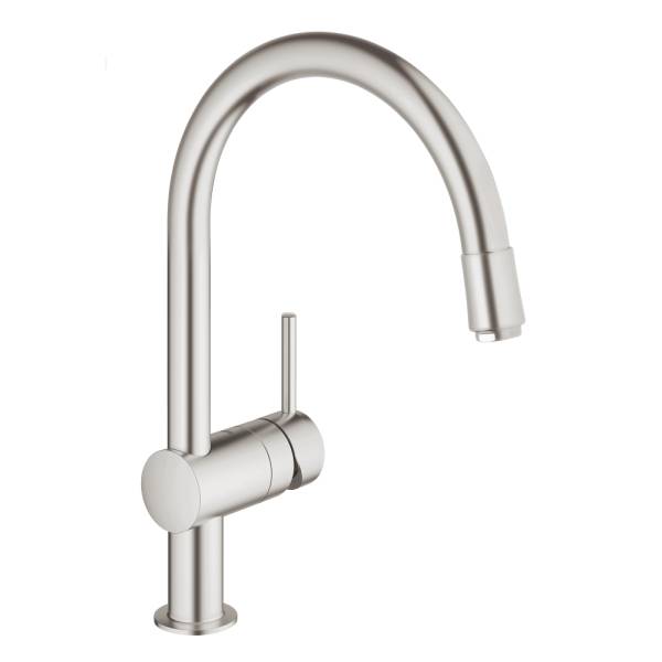 

Смеситель для кухонной мойки GROHE Vento C-образный излив, суперсталь (30434DC0), 30434DC0