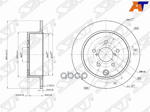 

SAT Диск тормозной зад SUBARU FORESTER SJ IMPREZA GJ/GP XV 11-