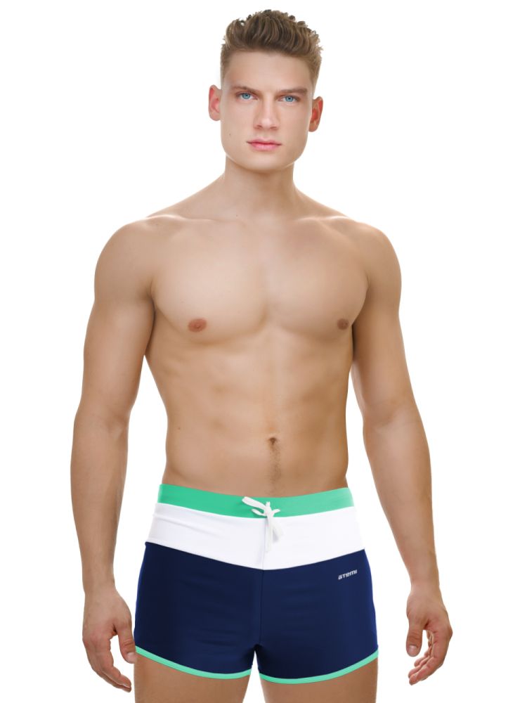 фото Плавки-шорты atemi мужские, для бассейна, бирюзово-синие, размер 54