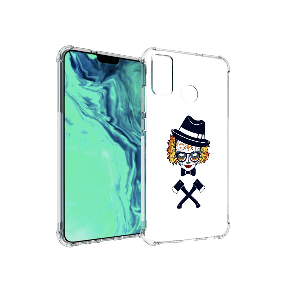 

Чехол MyPads Tocco для Huawei 9X Lite девушка в маске с топорами рисунок, Прозрачный, Tocco