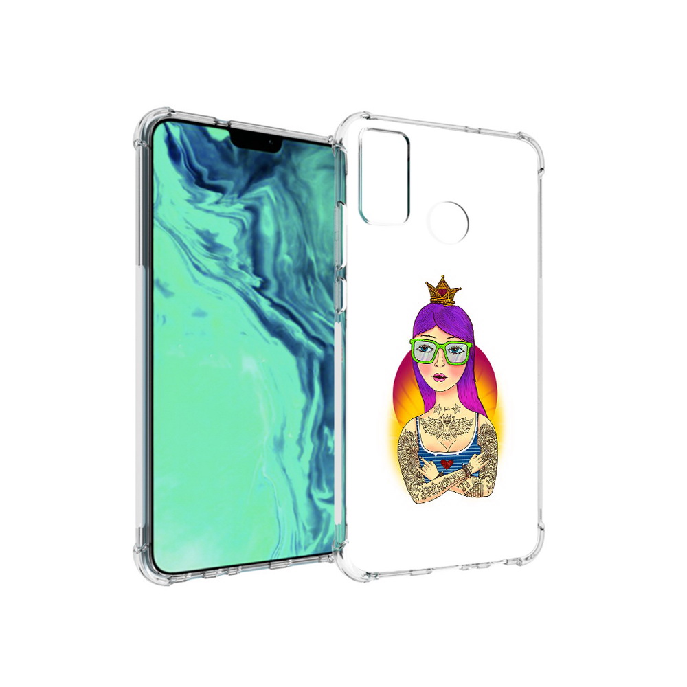

Чехол MyPads Tocco для Huawei 9X Lite девушка в татуировках с короной, Прозрачный, Tocco